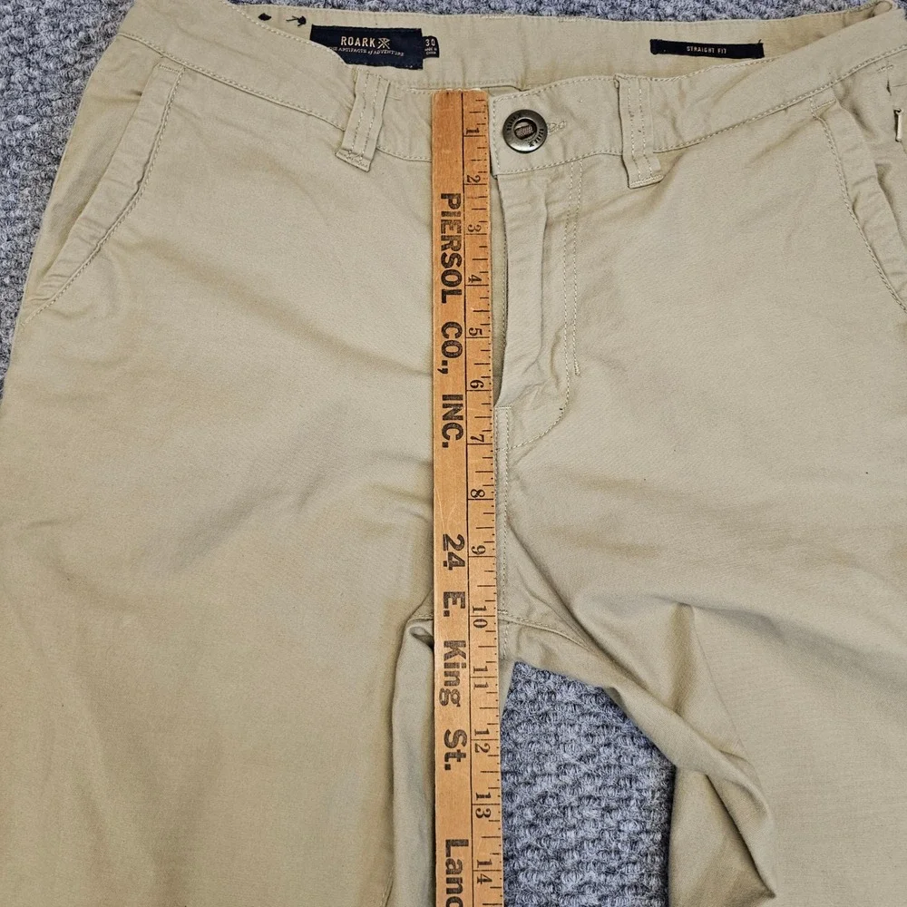 Roark Mens Khaki Straight Fit Flat Front Chino‎ Khaki Pants Size 30